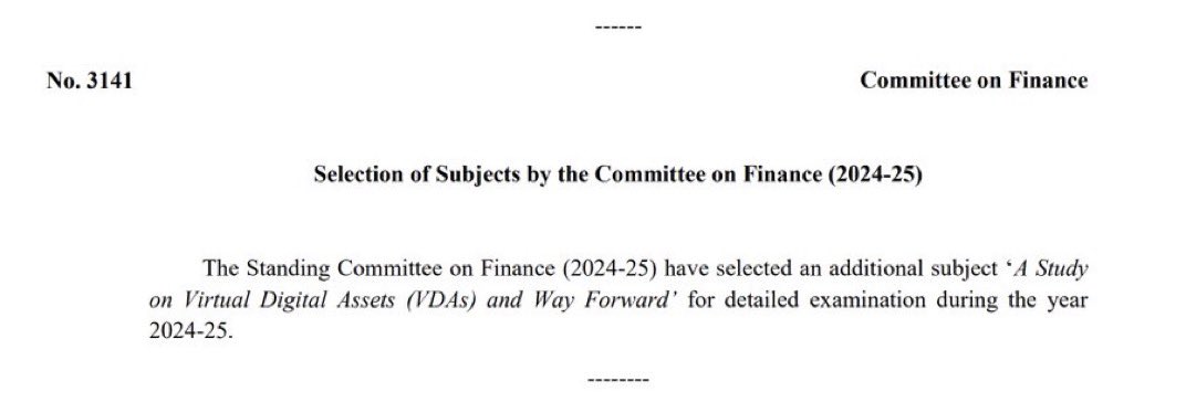Amrendra187788's tweet image. Thrilled that India's Finance Panel is diving into Virtual Digital Assets for 2024-25! A big step for crypto growth and innovation. 🚀 #CryptoIndia #VDAs #IndependenceDay2025