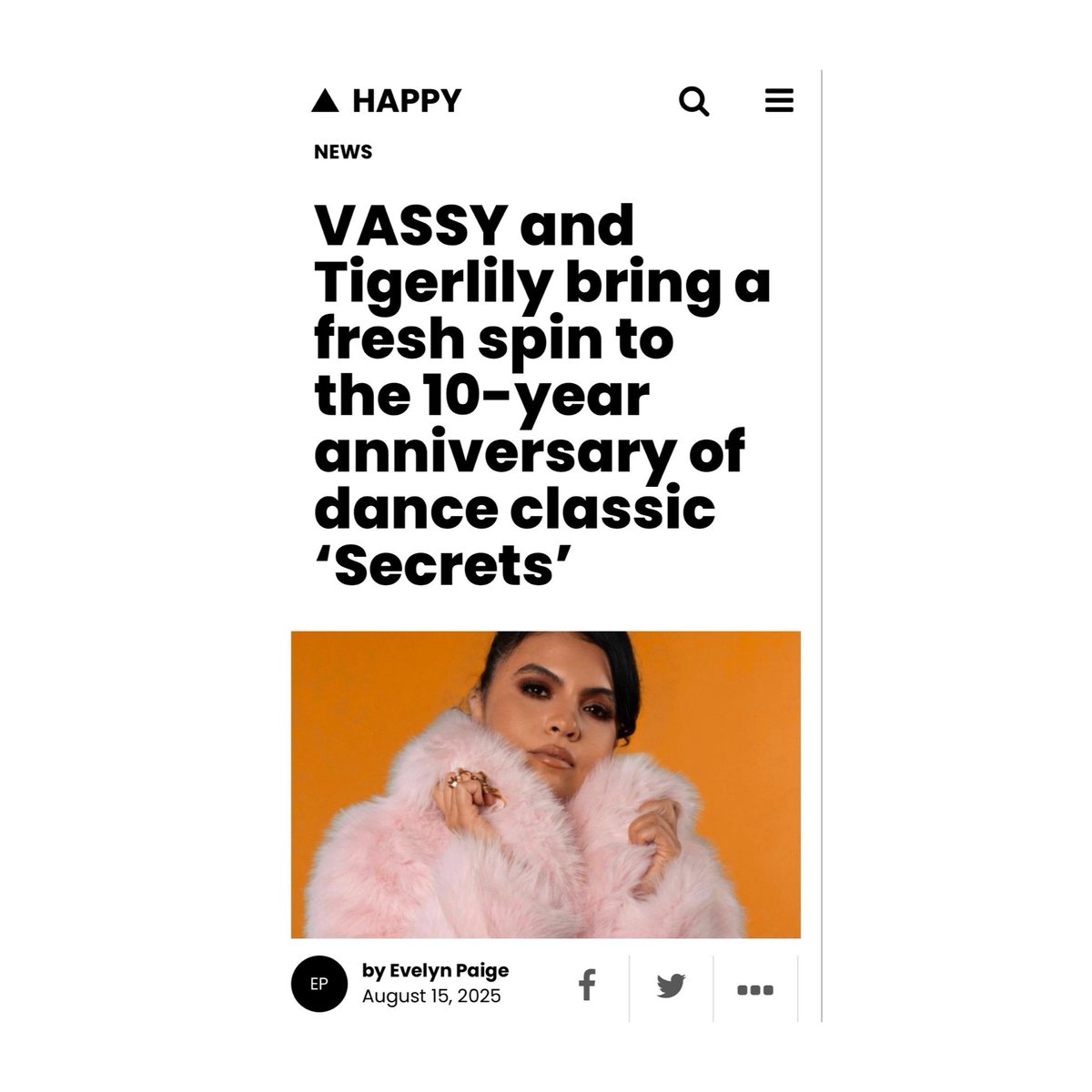 AngieXposed's tweet photo. Thank you @HappyMagTV for featuring this FAB NEW version of ‘Secrets’ - @djtigerlily X @VASSY 🇦🇺🎶🎤❤️
Read Here: https://t.co/kVxOug5WDc
Out Now 💿 via @soaverecords https://t.co/xehPagyUmD