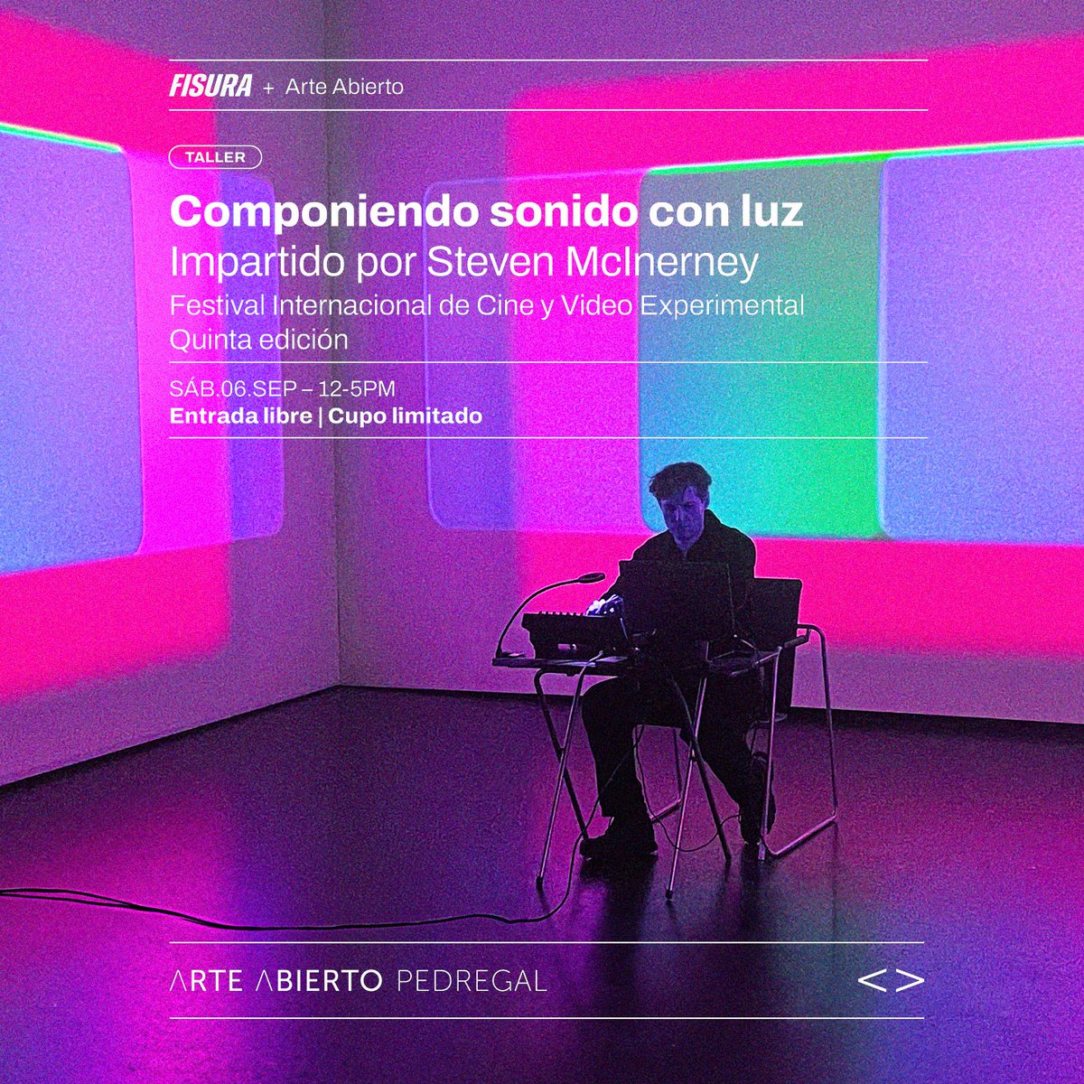 For those in Mexico City on September 6th, I will lead a practical workshop at <a href="/Arte_Abierto/">Arte Abierto</a> , part of FISURA’s academic programme. This workshop proposes an exploration of the connections between light and sound through 16mm film.