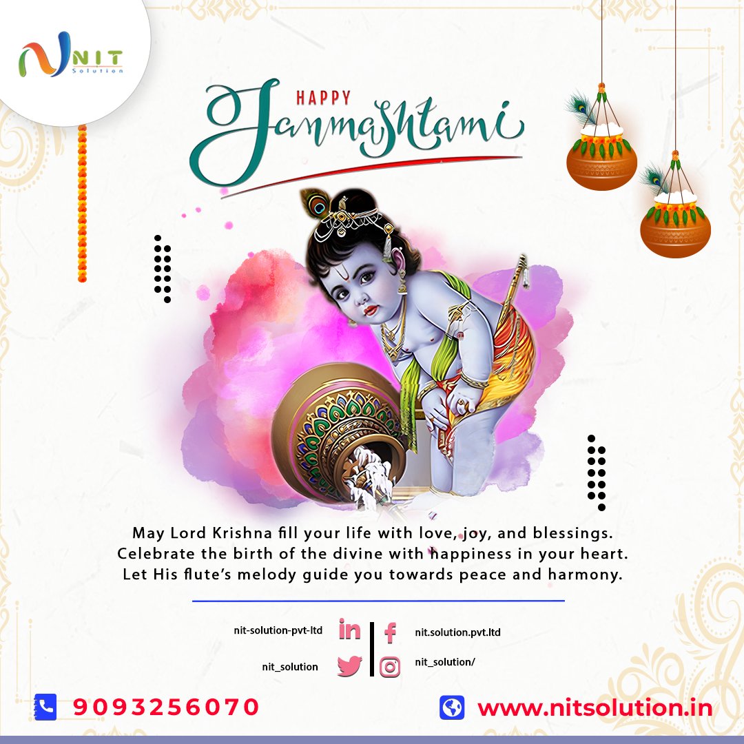 nit_solution's tweet image. 🌸 Happy Janmashtami 🌸
On this auspicious day, let’s celebrate the birth of Lord Krishna, the embodiment of wisdom, love, and divinity.
May His teachings inspire us to lead with truth, compassion, and harmony in both life and work.