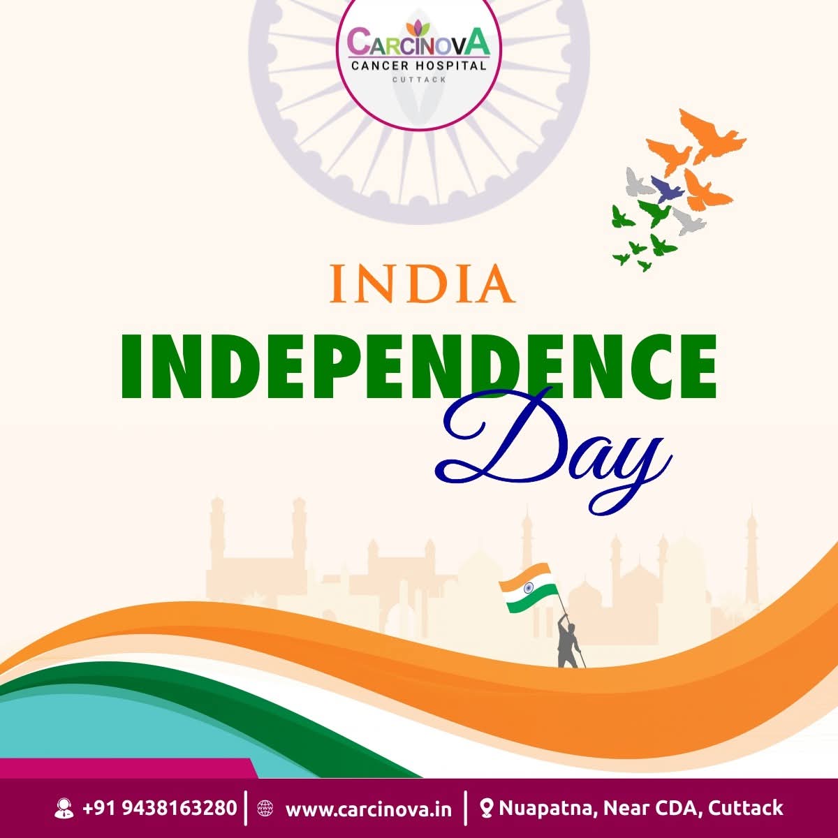 CarcinovaH's tweet photo. This Independence Day, let’s not just celebrate our freedom, but also strive for freedom from cancer. 💪
At #CarcinovaCancerHospital, we are committed to giving every patient the courage, care, and confidence to live a healthier, cancer-free life.
#JaiHind #IndependenceDay https://t.co/3ykF06OkDc