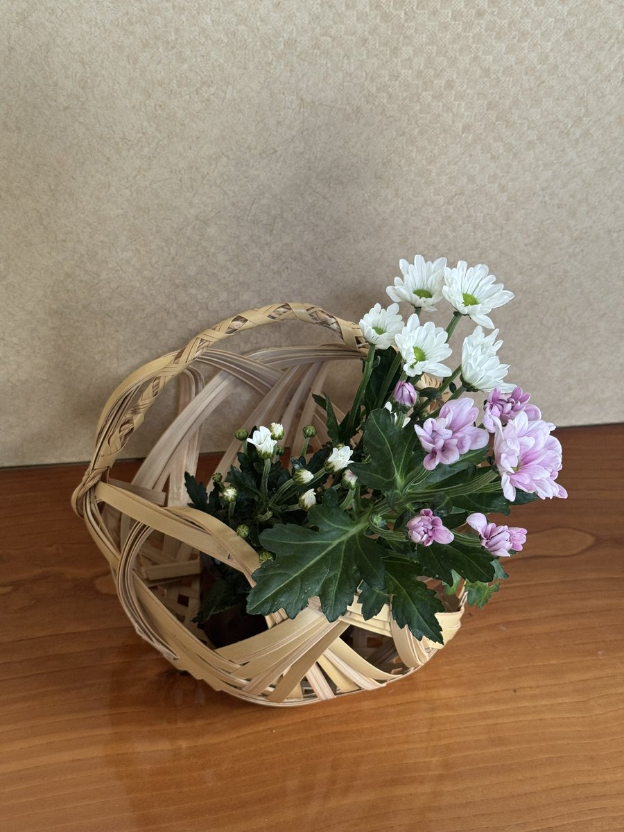 「平和」という言葉が夏の季語になってしまうようでは困ります。夏だけでなく、いつも、きちんと向き合いたい。

仏様に供える花から3本だけ失敬して、玄関の籠にいけました。