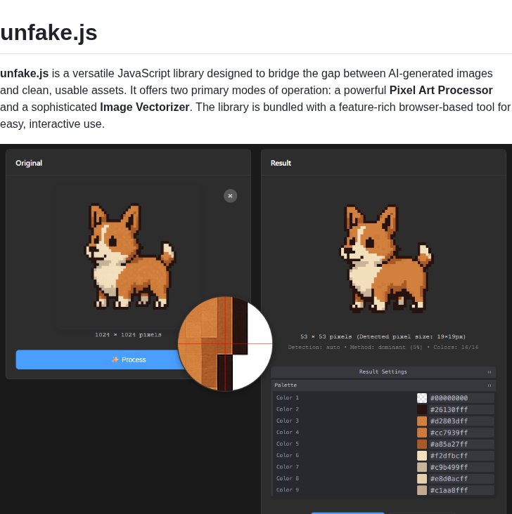 tom_doerr's tweet image. cleans up AI pixel art and turns images into vectors