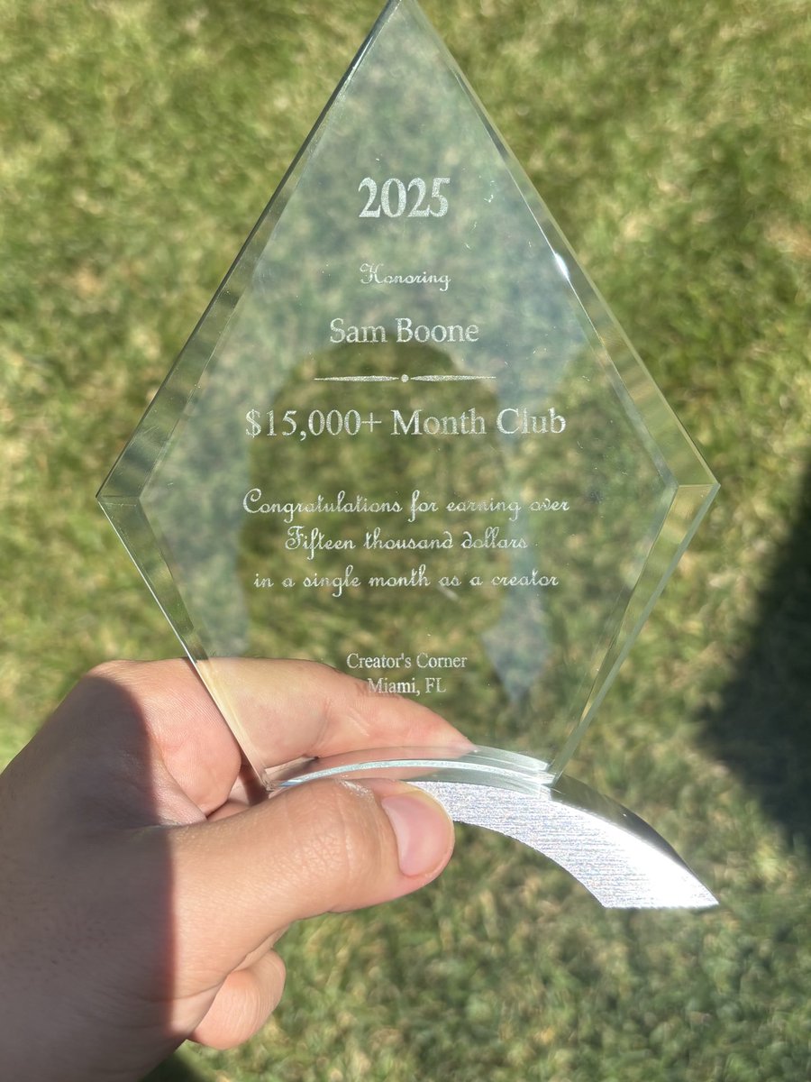 Had AI generate this picture of a plaque I’d get when I reached a $10k+ month. I stared at it every day for 3 months.

Now I have the real version of the picture.
<a href="/creatorscorner0/">Creators Corner</a>