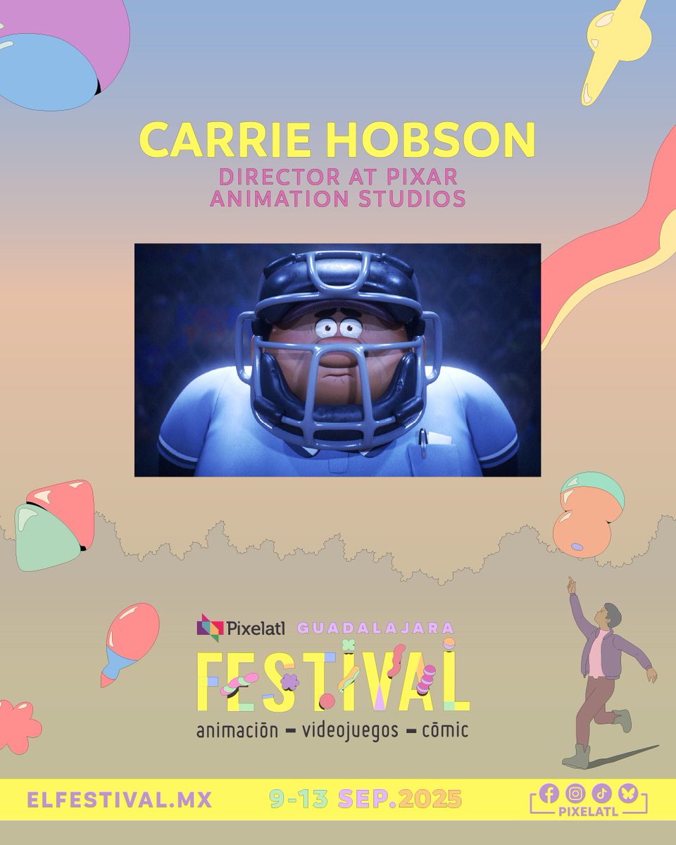 En Pixelatl, tener a ✨Pixar✨ como headliners es ya una tradición… y este año no será la excepción.

Nos acompaña Carrie Hobson, directora en Pixar Animation Studios y la creadora detrás de Win or Lose, la primera serie original de Pixar para Disney+.

Carrie también fue