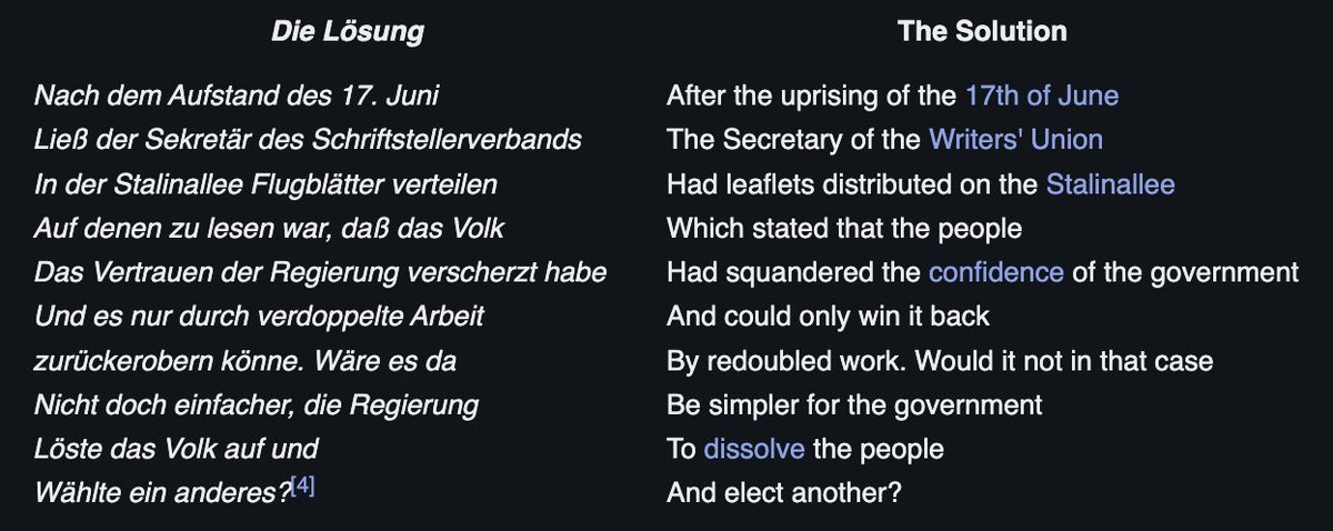 Let's not forget what Brecht had to say about the DDR
