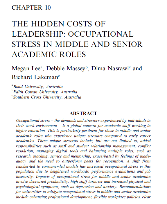 Our new chapter in the book Exited: Terminated from Higher Education Megan Lee, Debbie Massey, Dima Nasrawi, and Richard Lakeman.

emerald.com/books/edited-v…