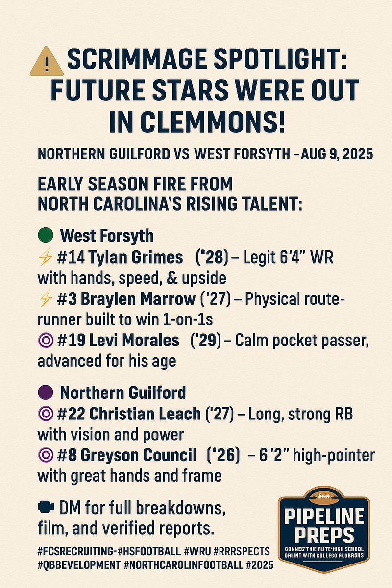 Coaches DM <a href="/PipelinePreps/">David Thompson</a> full breakdowns, film, and verified reports. #FCSRecruiting #HSFootball #RBProspects #NorthCarolinaFootball #2026Recruiting #PipelinePreps #CFBRecruiting #FCSFootball <a href="/TylanGrimes2028/">Tylan Grimes ⭐️ 28’ WR</a> <a href="/ncgunslinger/">Levi Morales</a> <a href="/22ChristianL/">Christian Leach🦍</a> <a href="/Greyson_council/">GreysonCouncil</a> <a href="/BraylenMarrow/">Braylen Marrow</a>