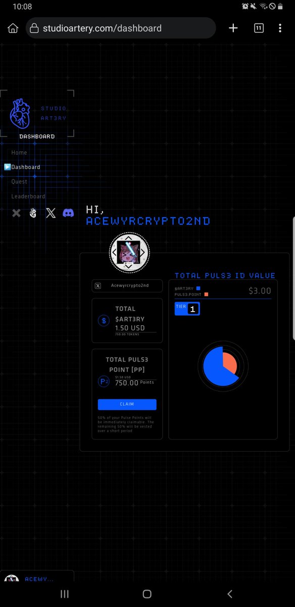 Acewyrcrypto | 2nd Morph (@acewyrcrypto2nd) on Twitter photo Update Artery New Quest
➡️studioartery.com/dashboard
➖ SS Your Progress
➖ Post ony X your Artery Dashboard showing your total $USD value of airdrops earned (Tag us at <a href="/Artery_Chain/">Artery Chain</a>)
➖ Submited Your Tweet Link On Quest
➖ Done Update Artery New Quest
➡️studioartery.com/dashboard
➖ SS Your Progress
➖ Post ony X your Artery Dashboard showing your total $USD value of airdrops earned (Tag us at <a href="/Artery_Chain/">Artery Chain</a>)
➖ Submited Your Tweet Link On Quest
➖ Done