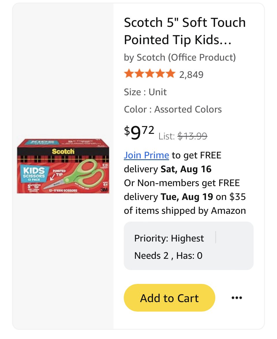 rosebud825's tweet image. 📌for a📌School starts next Wednesday and we found out our scissors that we ordered are on back order and they are not sure when we will get them in. Any help would be greatly appreciated! Kindergarten teacher here from Missouri! amazon.com/hz/wishlist/ls… #clearthelists