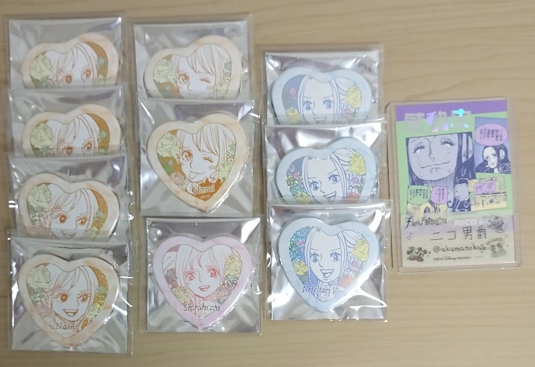 akumanoko26's tweet photo. 【交換･譲渡】ONEPIECE
サンジのここがオールブルーだハート缶バッジコレクション第1弾

【譲】ナミ/しらほし/ビビ

【求】ロビン2種or定価+送料

※ナミ譲渡は当方指定の0.5倍額抱き合わせ頂ける方優先
※譲渡キャラ毎のみ
お気軽にお声掛け下さい❀.*･ﾟ https://t.co/v5CpYuBUsu
