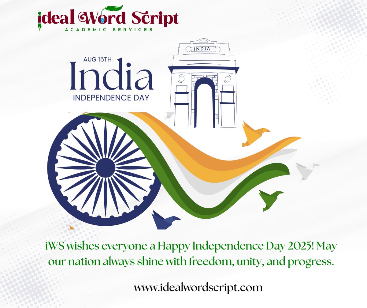 IScript57741's tweet image. 🇮🇳 Happy Independence Day 2025 from ideal word script 🇮🇳

💡 Celebrating freedom, unity &amp;amp; progress. Let’s honor our past &amp;amp; empower our future through knowledge &amp;amp; innovation.

🌐 idealwordscript.com | 📧 contact@idealwordscript.com | 📱 +91-9363533424
