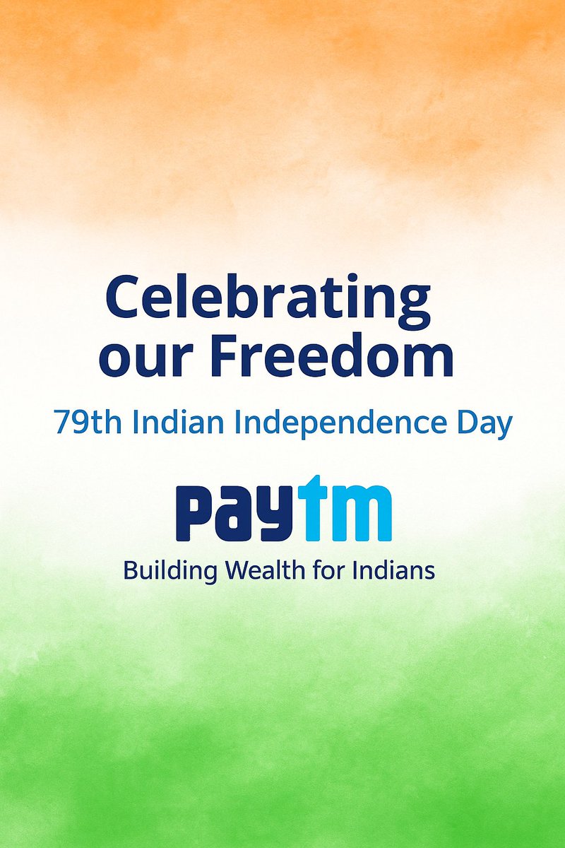 KHMUNNA3's tweet photo. @PaytmBusiness @Paytm @Paytmcare On this 79th Independence Day, let’s honor our past and build a brighter tomorrow.
Happy Independence Day! 🇮🇳 @PaytmBank https://t.co/LmODFhv0lh