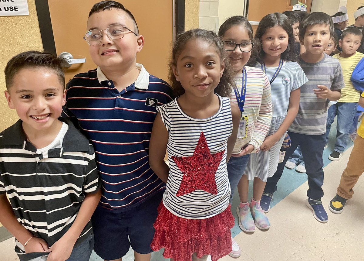 In honor of military families, today we <a href="/jlsambrano/">Sambrano Wildcats</a> wore stripes!  My friend here said we needed a picture together because we were ‘twinning’ but there’s no way I could ever match her style. 
Just look at her! !
She is too cool. 😎😆