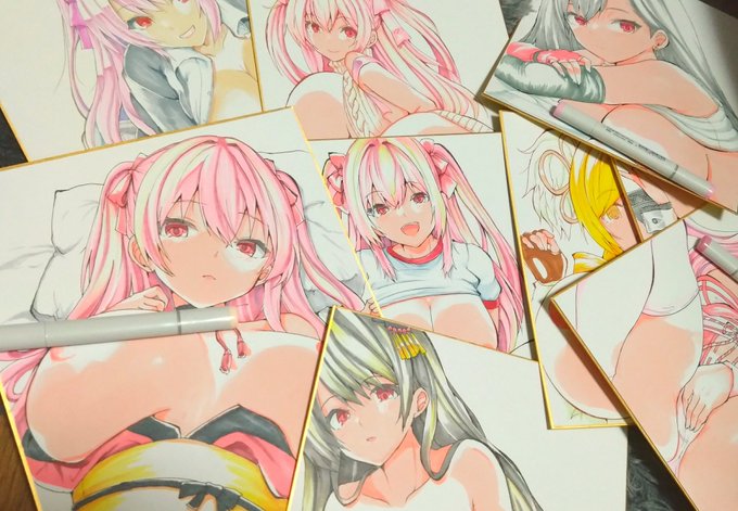 夏コミの色紙色塗り中〜〜〜 