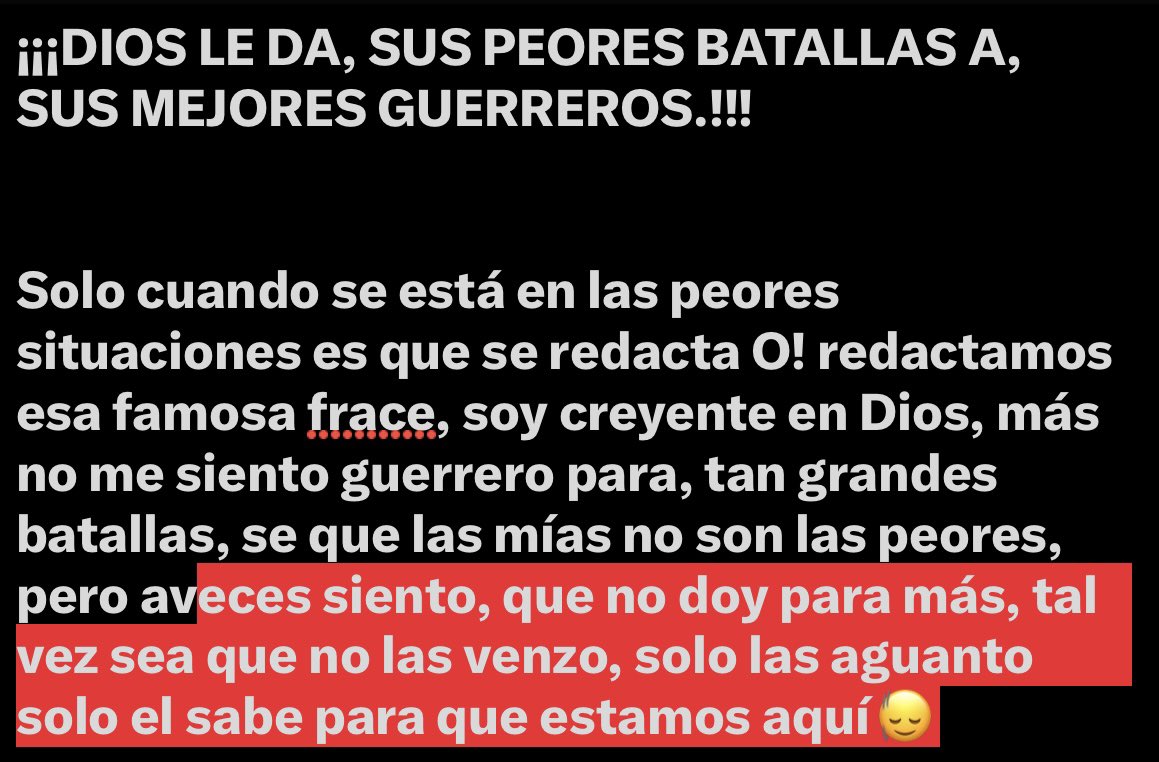 luchosc1993's tweet photo. No quiero ser más merecedor de esta batalla señor 🥲🙌🏾 https://t.co/0p2IBiyl8W