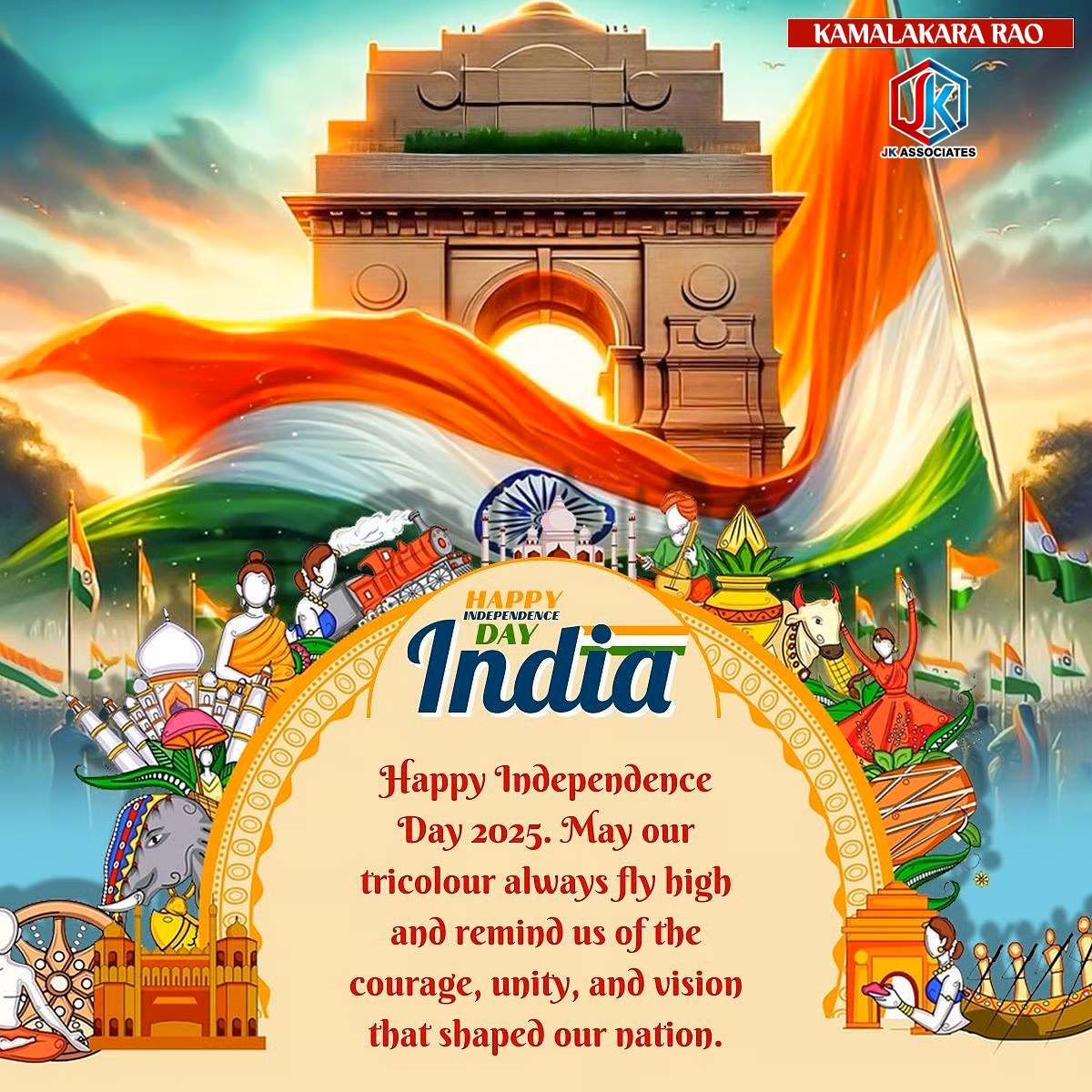 JKassociate5589's tweet photo. Warm wishes on the occasion of HAPPY INDEPENDENCE DAY -2025 #HappyIndependenceDay #IndependenceDay #IndependenceDay2025 #indian #jkassociates https://t.co/EDq5CIgLst