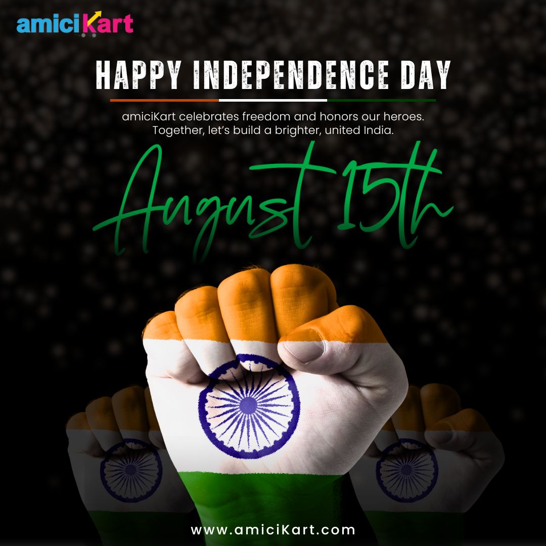 amicikart's tweet image. This Independence Day, celebrate freedom with choices that empower you! Shop smart, shop free — only on amiciKart. #FreedomToChoose #IndependenceDay #amiciKart