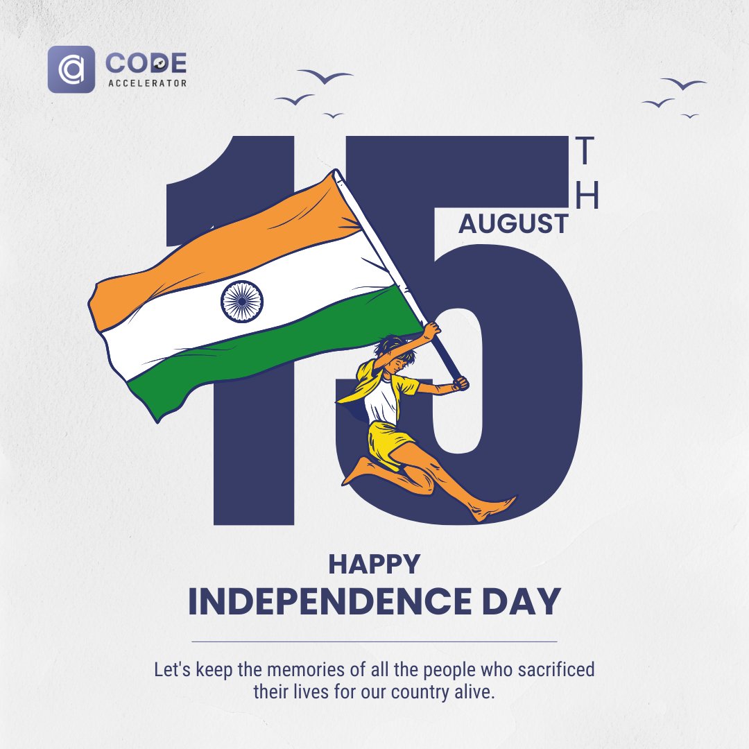 AcceleratorCode's tweet image. On this special day, let’s honor the sacrifices of our heroes and celebrate the spirit of unity, courage, and independence! ✨💙
May our nation continue to shine with peace, progress, and prosperity. 
#IndependenceDay #ProudIndian #JaiHind #VandeMataram