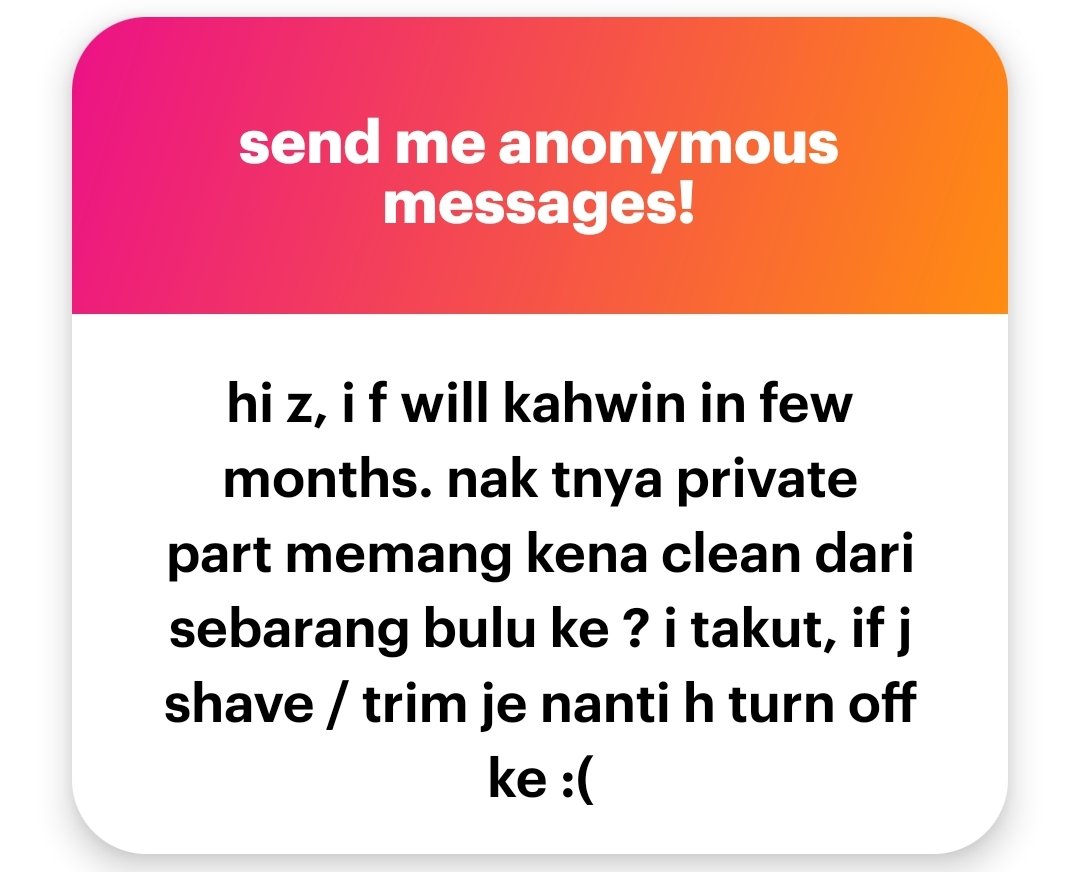 zuhrahx's tweet photo. Hi sis 😊
Bukanlab wajib licin macam baby. Tapi, kita mestilah nak looking our best self for the first impression, kan? & For most people, they like it smooth & minimal (poll ran on IG)
So what is your definition of "your best looking"?
https://t.co/kMConcQ1iT
#bodycare #bride2be https://t.co/nKkgxV4U4b