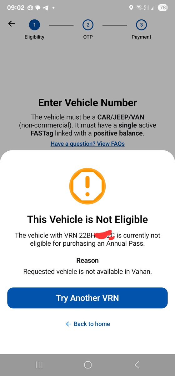ERPKSAINI's tweet photo. Hi @NHAI_Official @nitin_gadkari Ji, Is Bharat series number not in beneficiary scope for annual toll pass? I am getting error while activating my pass. Saying this VRN not in vahan. Can you please do the needful? BH series number not available in many sceams to get benefits. https://t.co/M4ARjB1Yaz