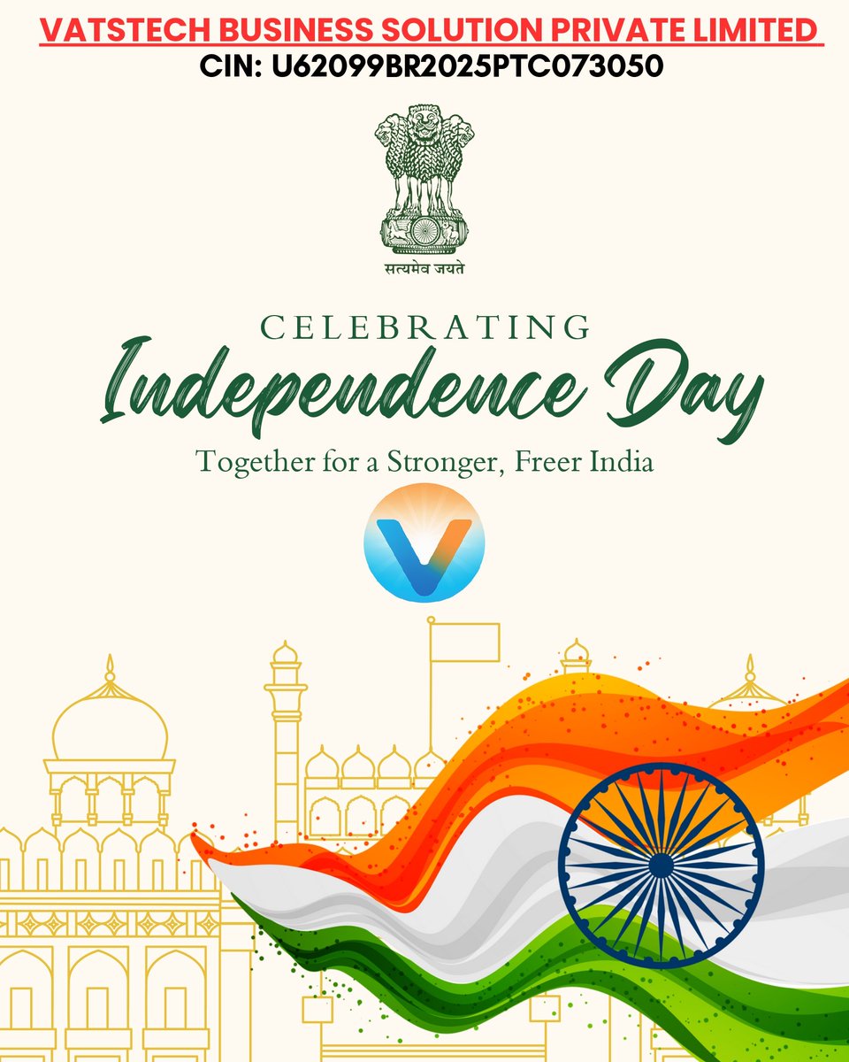 vatstechb's tweet photo. 🇮🇳 Celebrating the Spirit of Freedom 🇮🇳
This Independence Day, we salute the courage, unity, and resilience that built our great nation. Let’s keep moving forward — together for a stronger, freer India.
Happy Independence Day! ✨
#IndependenceDay #ProudToBeIndian #VatsTech #India https://t.co/nXx96zBUgV