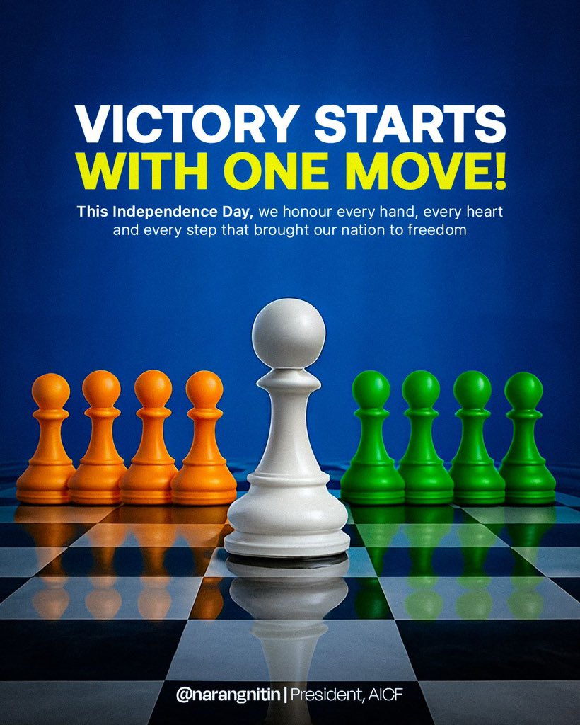 This freedom is not a gift, but the hard-won prize of centuries of supreme and countless sacrifices by millions of sons and daughters of Maa Bharti. 

Let us pledge to make Bharat a strong and prosperous nation. Whether in chess or any other field, let each of our moves speak for