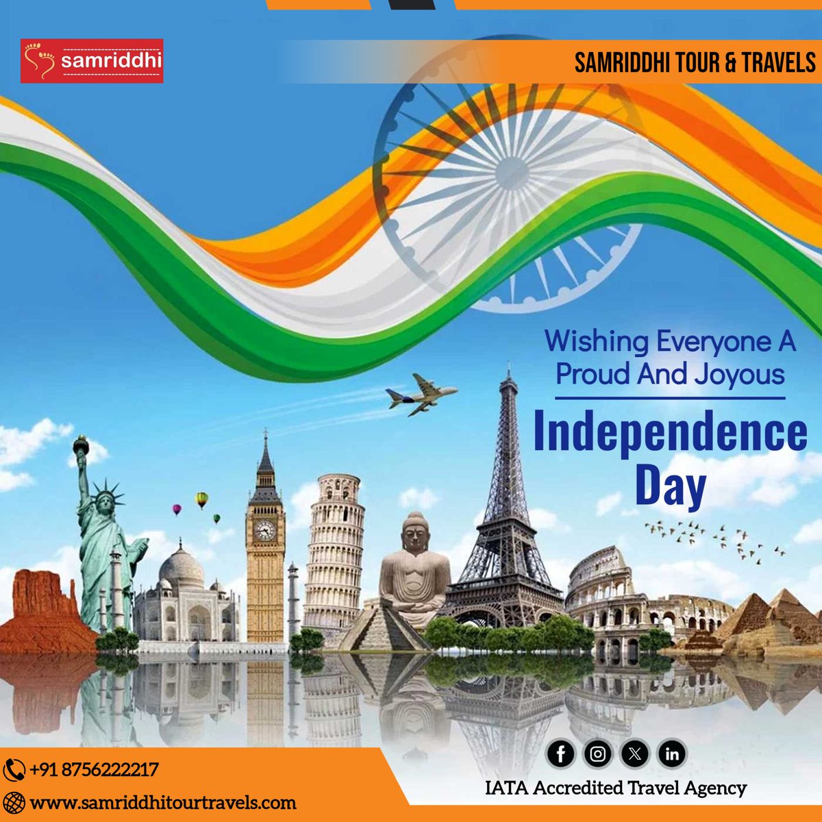 tzouvrs's tweet photo. 🇮🇳 Happy Independence Day!
Celebrate the freedom to explore every corner of Incredible India with Samriddhi Tour &amp; Travels.
✨ Freedom to Travel • Freedom to Explore ✨ https://t.co/1k3B7twD0E