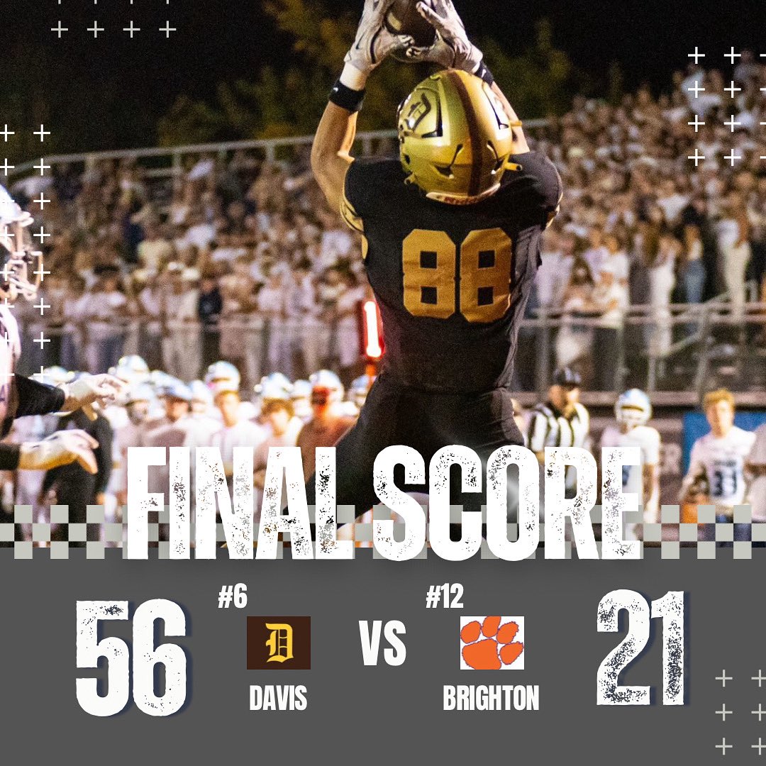Slingin’ the Pill Media™️ (@slinginthep) on Twitter photo FINAL: <a href="/DavisDartsFB/">Davis High Football</a> DOMINATES Brighton in the season opener!! 🚨🚨
<a href="/TradonBessinger/">Tradon Bessinger</a> <a href="/bode_sparrow/">Bode Sparrow</a> <a href="/tysonbaggett/">Tyson Baggett</a> <a href="/Jaxton_Itaaehau/">Jax Ita’aehau</a> <a href="/CooperHarsinUT/">Cooper_HarsinUT</a> FINAL: <a href="/DavisDartsFB/">Davis High Football</a> DOMINATES Brighton in the season opener!! 🚨🚨
<a href="/TradonBessinger/">Tradon Bessinger</a> <a href="/bode_sparrow/">Bode Sparrow</a> <a href="/tysonbaggett/">Tyson Baggett</a> <a href="/Jaxton_Itaaehau/">Jax Ita’aehau</a> <a href="/CooperHarsinUT/">Cooper_HarsinUT</a>