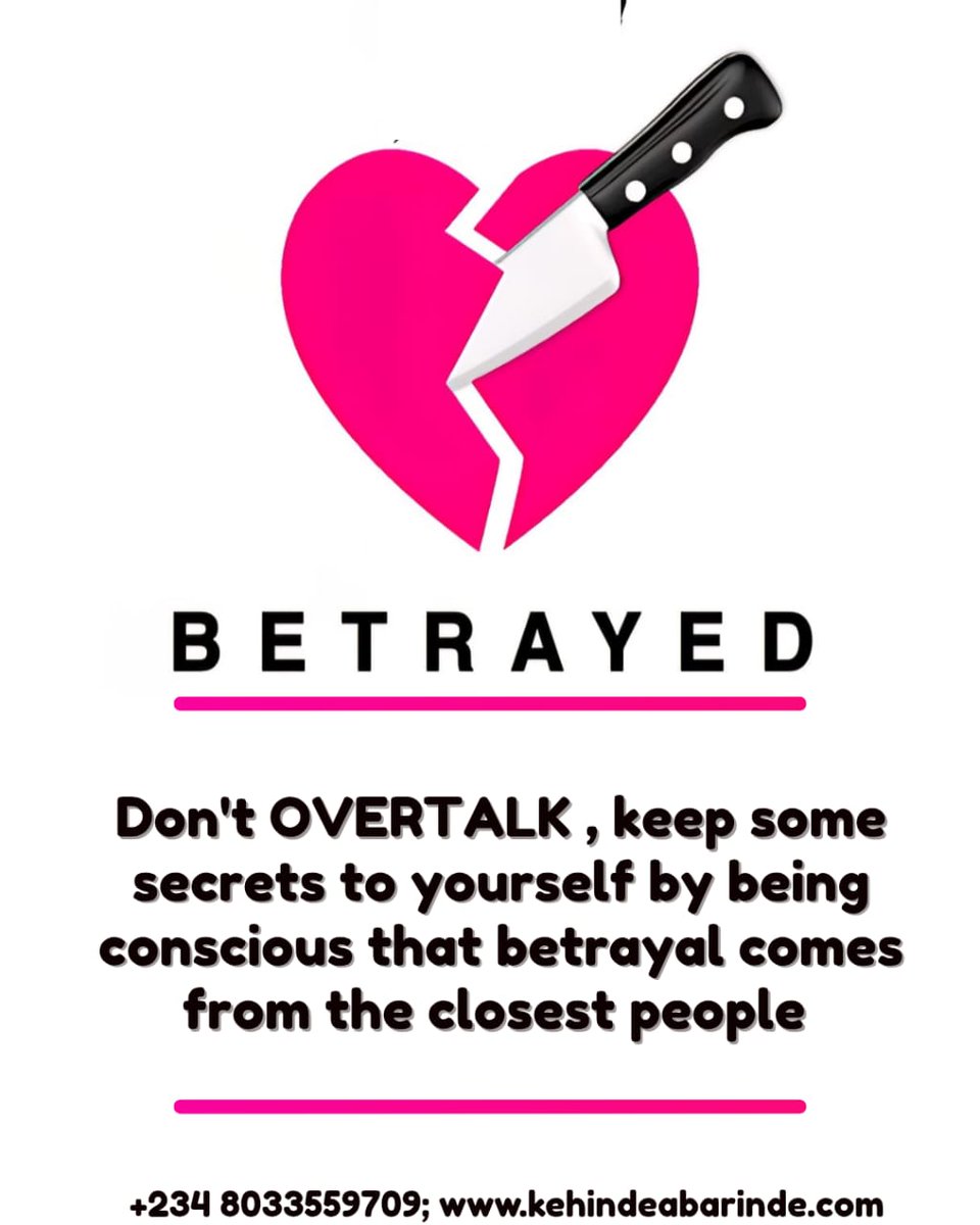 okbabarinde's tweet photo. Human beings are unpredictable and may be pretentious. From the days of Cain to Judas, and even to date betrayal is real. It is a violation of trust, and confidence, within a relationship. It can cause emotional distress and psychological trauma. #BetrayalisReal
#TrustFewPeople https://t.co/1vUVF8wYWf