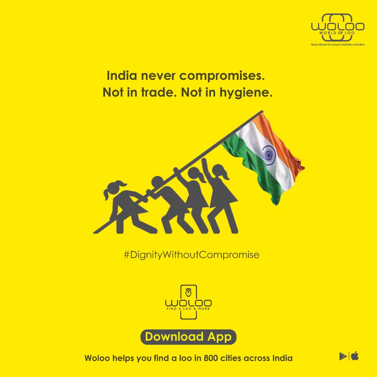 🇮🇳 India never compromises.

Not in trade. Not in hygiene.

Download Woloo App - woloo.page.link/D1Px

#DignityWithoutCompromise #IndependenceDay #ProudIndian