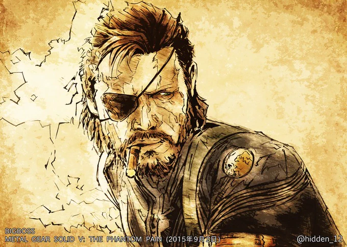 #X年前の今日描いたイラスト #過去絵 METAL GEAR SOLID V BIGBOSS ▽2023,09,02 Painted.