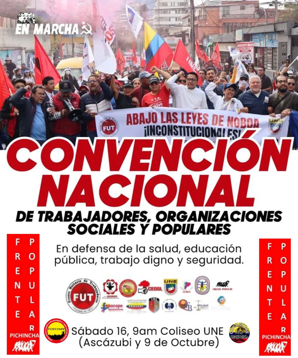 #Convocatoria #Convencion
🔥🚩 Por Salud, Educación, Trabajo y Seguridad, las Organizaciones Sociales y Populares asistiremos a la Convención Nacional de Trabajadores. 📢 🚩✊

🚩 ⏰ Hora: 09:00 am

🚩 🗓️ Fecha: sábado 16 de agosto 2025

🚩 🏛️ Dónde: Coliseo de la UNE 📢 🚩✊