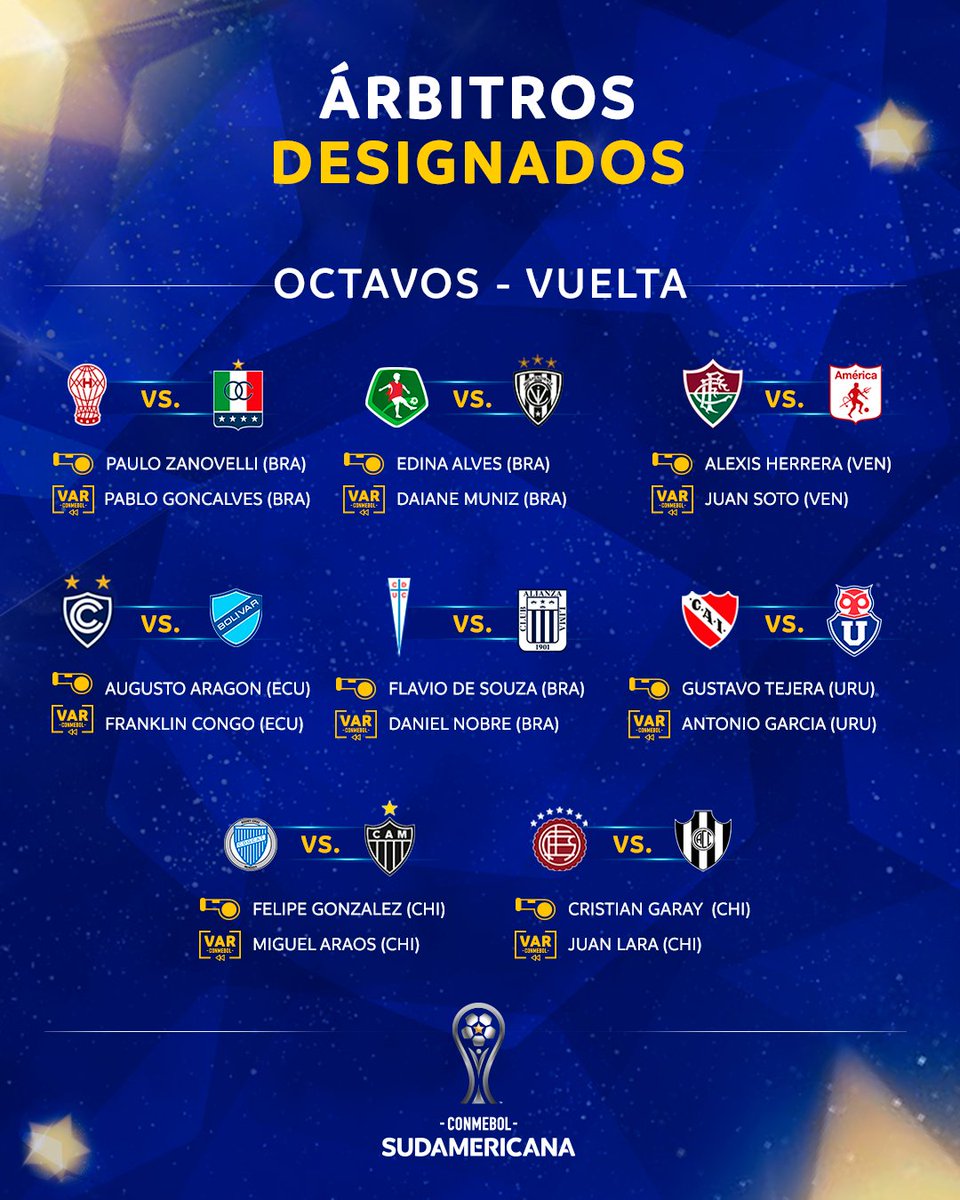 okdobleamarilla's tweet photo. 👤 #CONMEBOL designó las ternas arbitrales para los duelos de vuelta de la #CopaLibertadores y #CopaSudamericana
📌Andres #Matonte 🇺🇾 impartirá justicia en #River - #Libertad, en tanto que Wilmar #Roldan 🇨🇴 será el referí en #Racing - #Peñarol
📌Gustavo #Tejera 🇺🇾 comandará la terna en #Independiente - #UdeChile