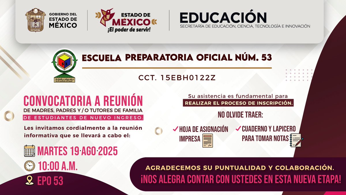 epo53's tweet photo. Información importante para estudiantes de nuevo ingreso. https://t.co/OX4ZNmZa50