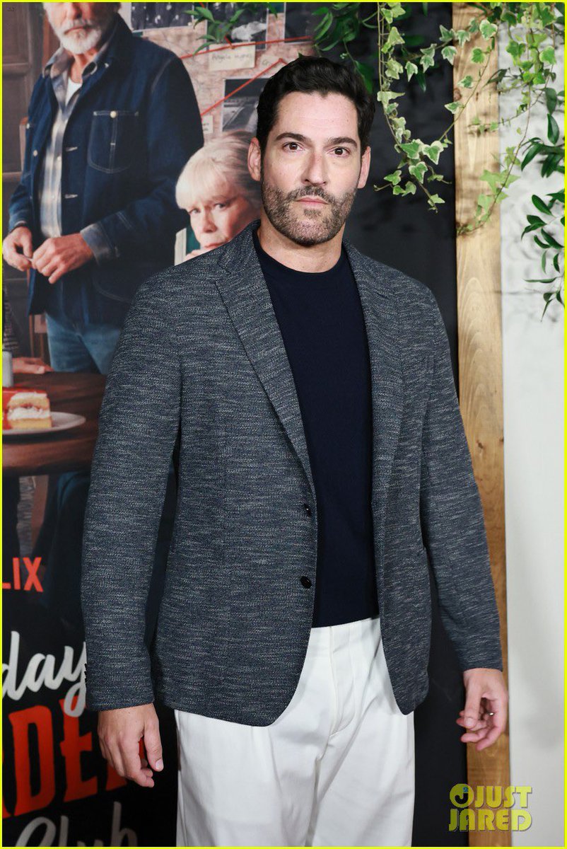 TEstateofmind's tweet photo. From @/justjared #TomEllis at #TheThursdayMurderClub NYC advance screening. The Netflix CEO was there and of course the amazing PierceBrosnan, HelenMirren and BenKingsley. https://t.co/tJzZALe7bs