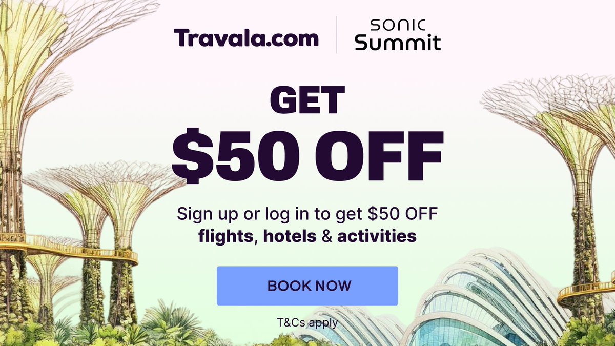 Travala.com π¨ βοΈ (@travalacom) on Twitter photo Planning your trip to Singapore for Sonic Summit by <a href="/SonicLabs/">Sonic Labs</a>? π€
ποΈ Sept 29-30
Sign up or log in via our special link to get $50 OFF hotels, flights, and activities!
It's that simple β
Claim here π bit.ly/4lBvgTb Planning your trip to Singapore for Sonic Summit by <a href="/SonicLabs/">Sonic Labs</a>? π€
ποΈ Sept 29-30
Sign up or log in via our special link to get $50 OFF hotels, flights, and activities!
It's that simple β
Claim here π bit.ly/4lBvgTb