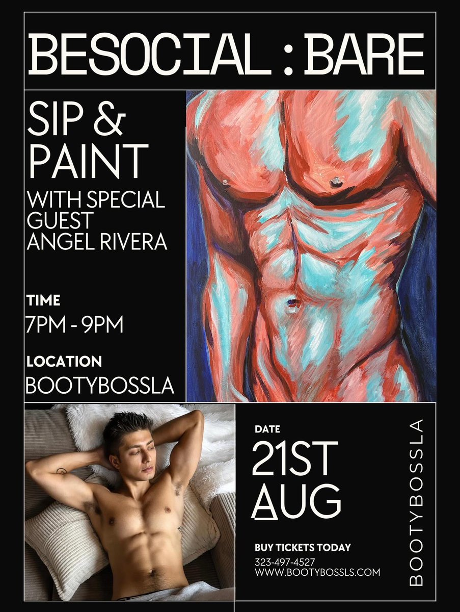 Be social <a href="/BootyBossLA/">BootyBossLA</a> . Come paint and say hi 👋  and sip.