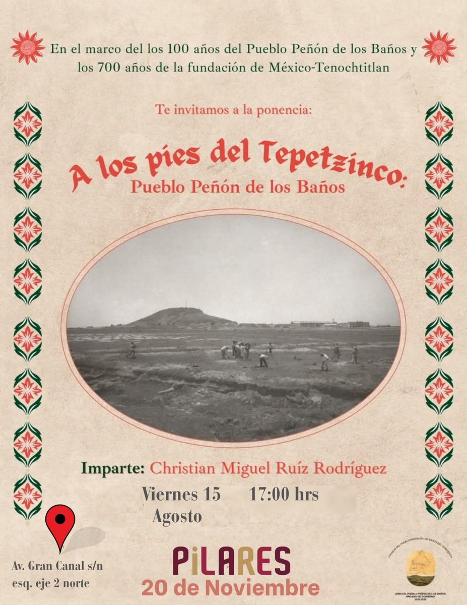El dia de mañana estara el compañero christian ruiz rodriguez hablando del <a href="/pueblopenon/">pueblopeñondelosbañosoficial</a> en pilares 20 de noviembre a las 5 pm a traves del consejo del pueblo peñon de los baños de tepetzinco