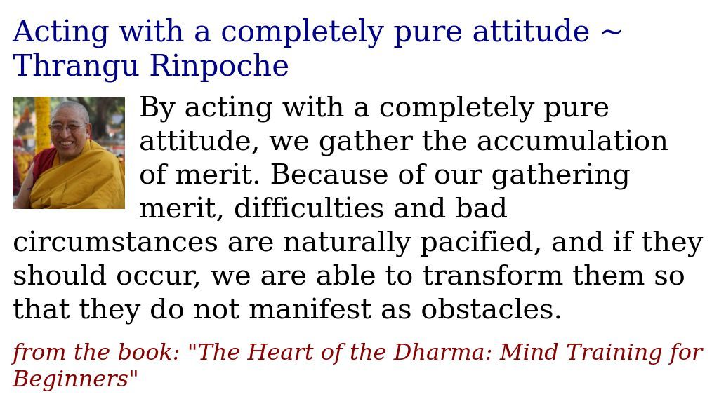 JDharmaQuotes's tweet image. Acting with a completely pure attitude ~ Thrangu Rinpoche
justdharma.org/acting-with-a-…

#ThranguRinpoche #transformation #obstacles #attitude