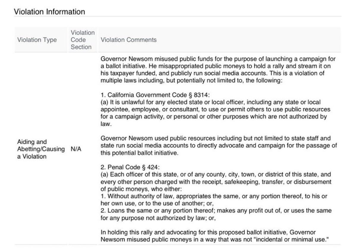 OC Scanner ๐บ๐ธ ๐บ๐ธ (@oc_scanner) on Twitter photo BREAKING ๐จ
#Sacramento / #California
California state Rep <a href="/KateSanchezCA/">Kate Sanchez</a> has filed a formal complaint against Gavin Newsom for violation of CA Campaign laws with the launch of his redistricting efforts today.
Kate is one of the good ones. BREAKING ๐จ
#Sacramento / #California
California state Rep <a href="/KateSanchezCA/">Kate Sanchez</a> has filed a formal complaint against Gavin Newsom for violation of CA Campaign laws with the launch of his redistricting efforts today.
Kate is one of the good ones.