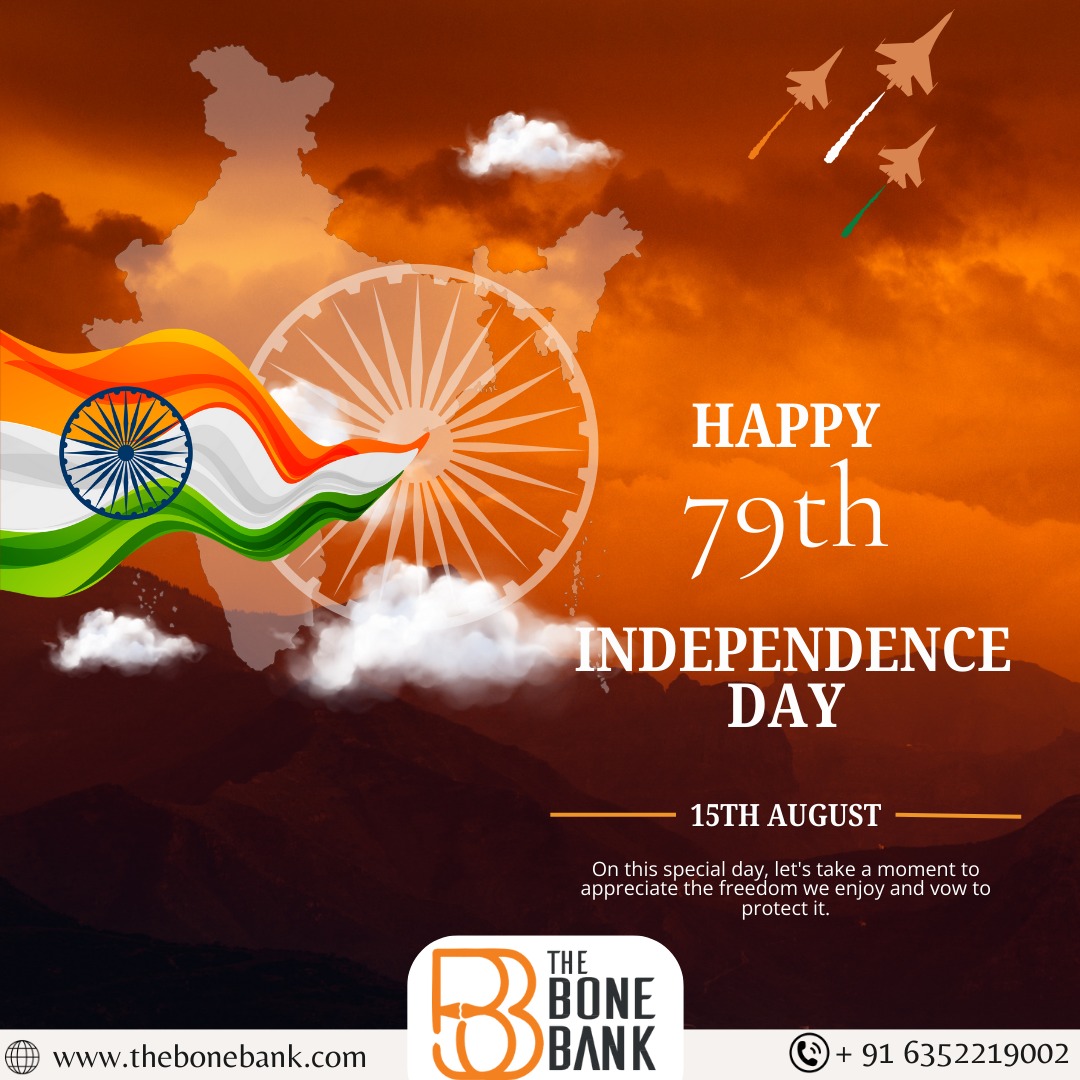 thebonebank's tweet photo. "This Independence Day, let’s celebrate freedom — the freedom to live, heal, and thrive. At The Bone Bank, we honor the spirit of giving by restoring lives through our human-origin bone allografts. Together, we build a stronger, healthier India. 🇮🇳🦴 https://t.co/UdbC4pTqdF