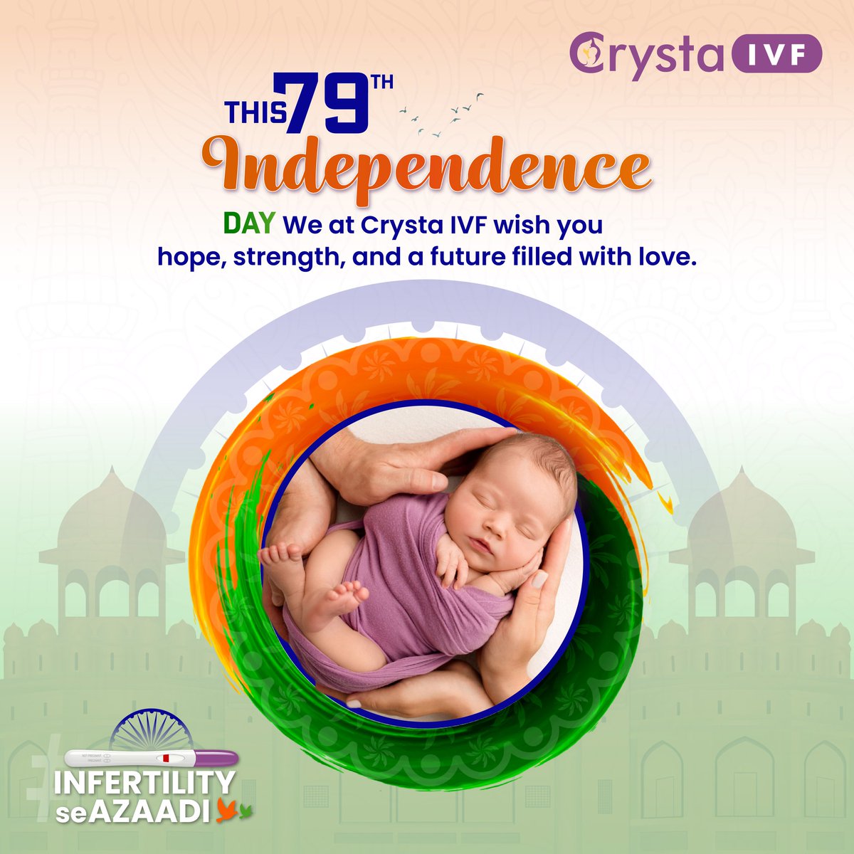 Freedom isn’t just for nations, it’s for families too.
💙 Break free from infertility with Crysta IVF. 
#InfertilitySeAzadi  #CrystaIVF #ParenthoodDreams #IndependenceDay #IVFSuccess