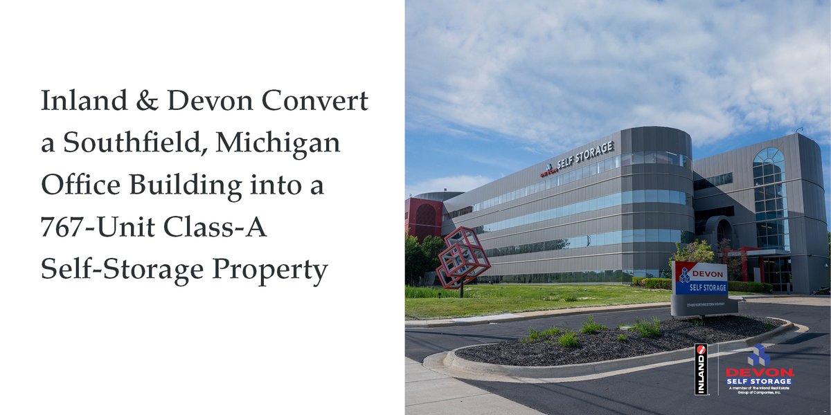 Inland Investments &amp; Devon Self Storage have completed construction of a 767-unit, Class-A #selfstorage facility in Southfield, MI.
<a href="/AltsWire/">AltsWire</a> has more details on the former office conversion and 17th Inland-Devon project delivered on behalf of investors: tinyurl.com/4dkxewx4