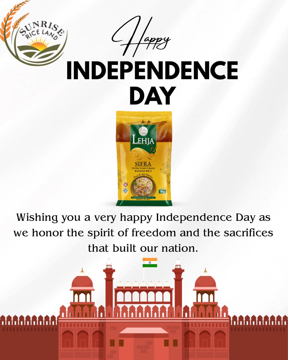 sriceland's tweet photo. 🇮🇳✨ Happy Independence Day! ✨🇮🇳

Today, we celebrate the spirit of freedom, unity, and pride that makes our nation shine.
Just like our tricolour stands for courage, peace, and growth — LEHJA stands for quality, trust, and tradition. 🌾❤️ https://t.co/Vr16FUfr4r