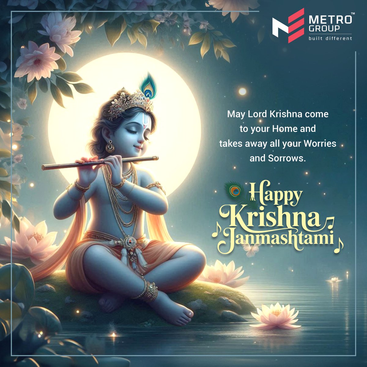 MetroGroupIndia's tweet photo. This Janmashtami, let Krishna’s eternal wisdom and grace inspire your path.
May His blessings lead you toward boundless success and joy.
#MetroGroup #Janmashtami #KrishnaBlessings #ReachNewHeights #RealEstate #NaviMumbai https://t.co/2LzPXDZucJ