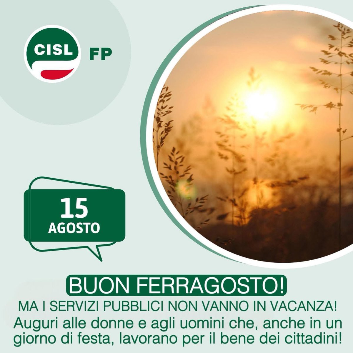 cislfp's tweet photo. ☀️ 𝗕𝘂𝗼𝗻 𝗙𝗲𝗿𝗿𝗮𝗴𝗼𝘀𝘁𝗼 𝗮 𝘁𝘂𝘁𝘁𝗶! ☀️

Un grazie speciale alle donne e agli uomini che 𝗮𝗻𝗰𝗵𝗲 𝗶𝗻 𝗴𝗶𝗼𝗿𝗻𝗼 𝗱𝗶 𝗳𝗲𝘀𝘁𝗮 𝗴𝗮𝗿𝗮𝗻𝘁𝗶𝘀𝗰𝗼𝗻𝗼 𝘀𝗶𝗰𝘂𝗿𝗲𝘇𝘇𝗮, 𝗰𝘂𝗿𝗮 𝗲 𝘀𝗲𝗿𝘃𝗶𝘇𝗶 𝗲𝘀𝘀𝗲𝗻𝘇𝗶𝗮𝗹𝗶 per tutte e tutti. 💚🤍❤️ https://t.co/TX0JgIIYsj