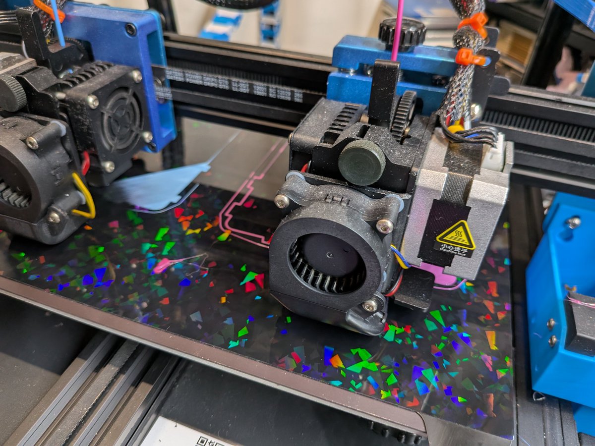 PixelMaker04's tweet photo. Some neat colorful build plates for one of my 3d printers. The design gets transferred to the item that's getting printed. https://t.co/TiDwLBf98w