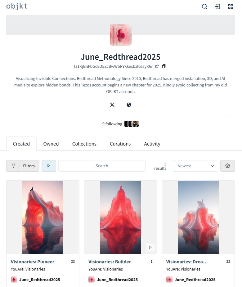 To Tezos Collectors 📌
A quick update to keep things clear. There are 2 June_Redthread accounts on <a href="/tezos/">Tezos</a> <a href="/objktcom/">objkt</a> 
✅ Active: June_Redthread2025⬇️ objkt.com/users/tz1KjBnF…
⚠️ Old:  June Redthread objkt.com/users/tz1hy1Df…
I lost the seed phrase and keys a while ago, so I can’t