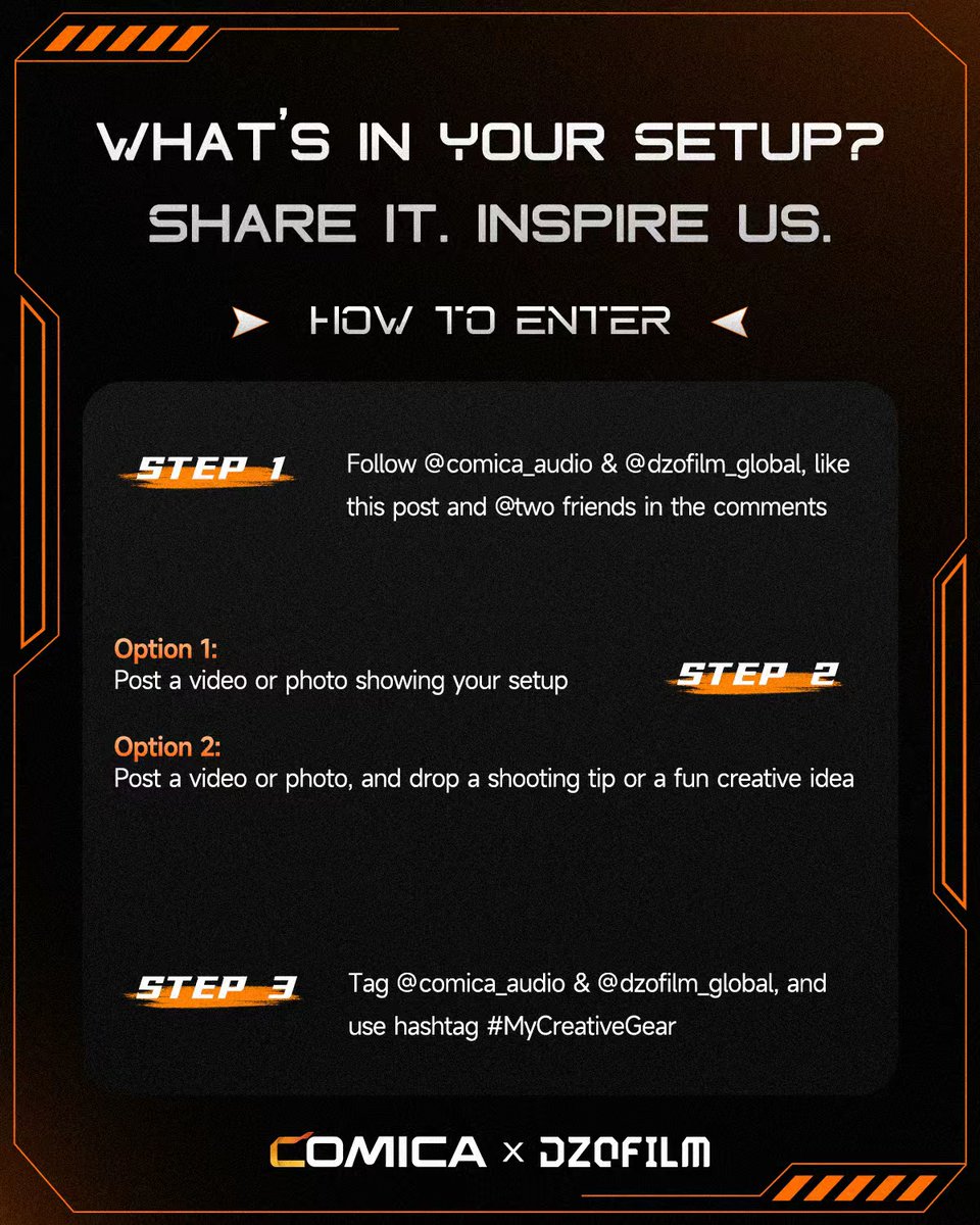 COMICA × DZOFILM World Photography Day Giveaway is LIVE！

Want to score professional filmmaking equipment?

👉 Enter now on IG! @dzofilm_global

#WorldPhotographyDay #FilmmakingGear #dzo #dzofilm #filmmaking